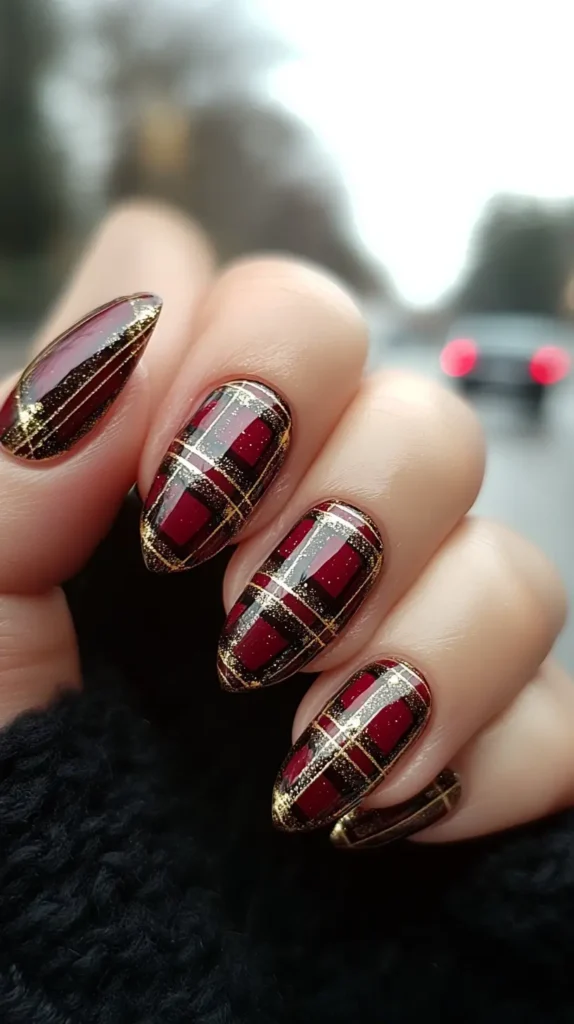 23. Plaid with Gold Detailing 