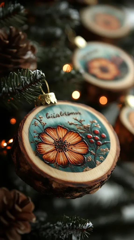 25. Painted Wood Slice Ornaments