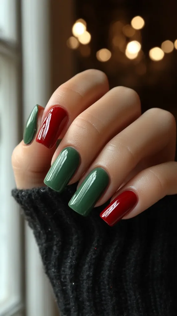 9. Glossy Green & Matte Red Combo